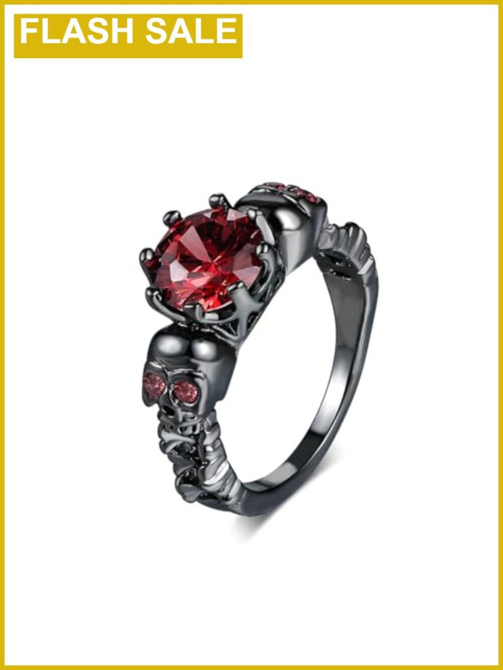 Gothic Skull Statement Ring Black Gold Plated Copper Hypoallergenic